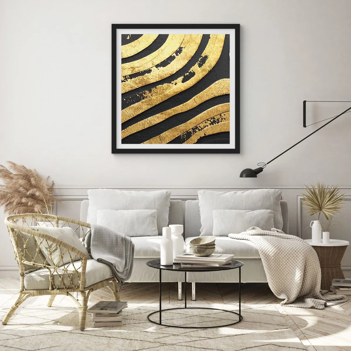 Póster en marco negro - Todo fluye - 60x60 cm