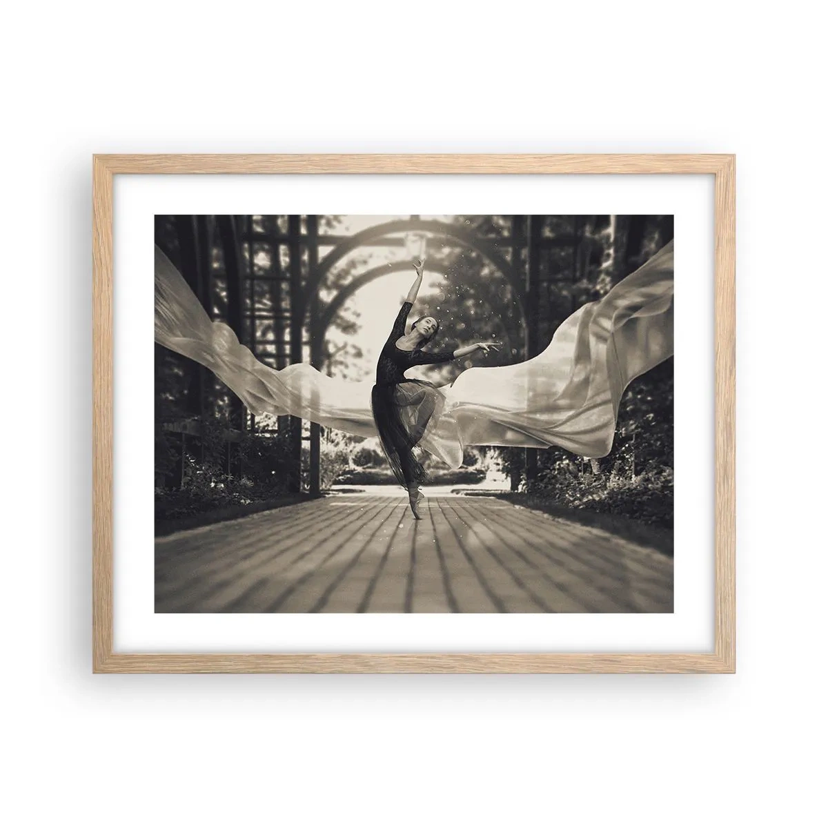 Póster en marco roble claro - Danza del espíritu del jardín - 50x40 cm