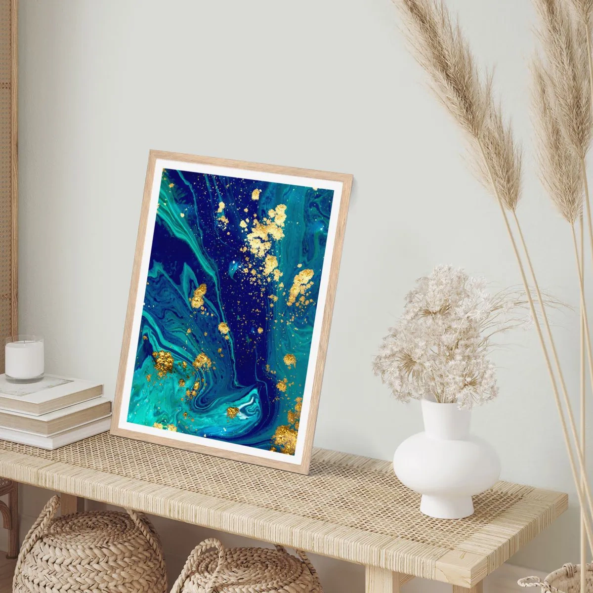 Póster en marco roble claro - Pétalos de sol - 30x40 cm