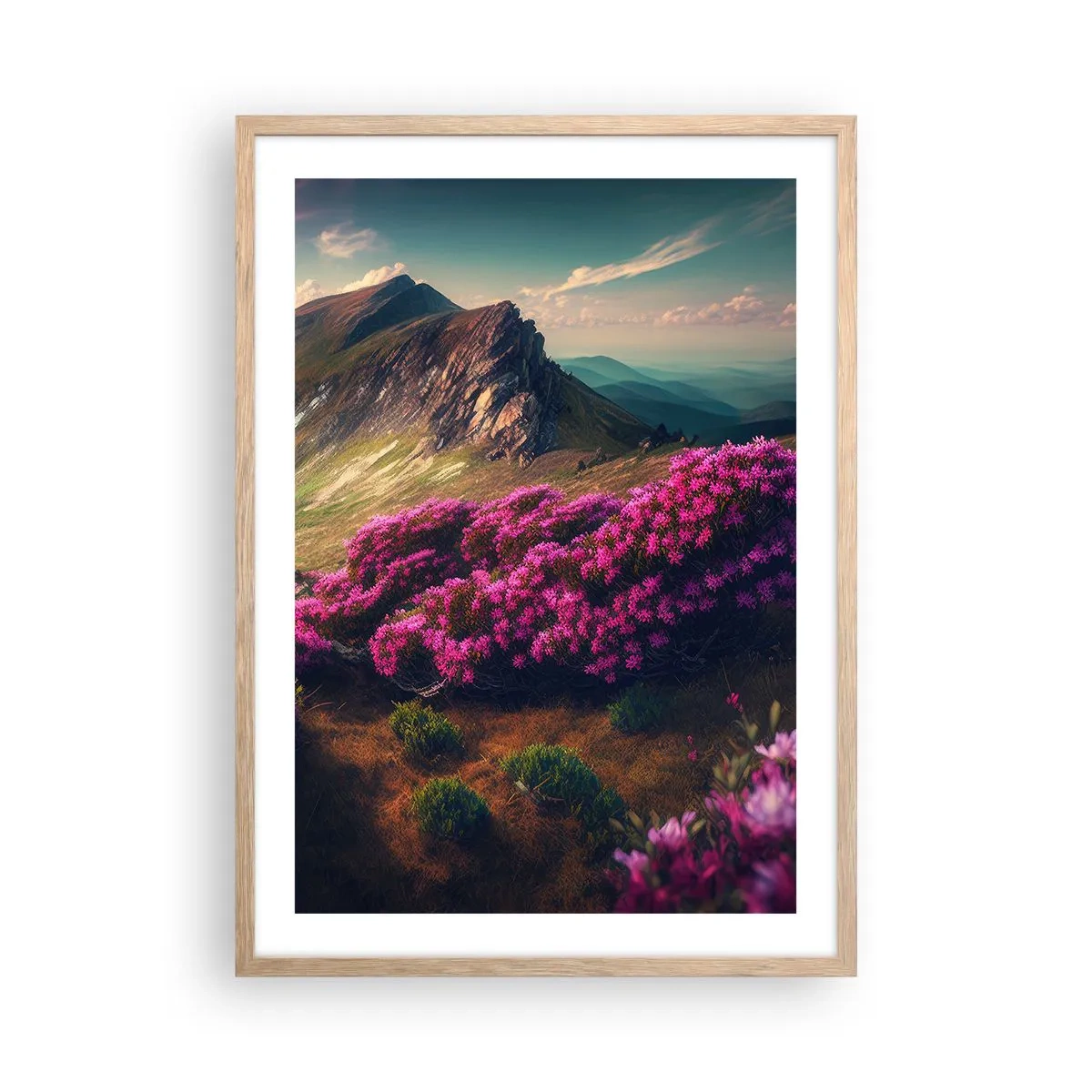 Póster en marco roble claro - Verano en las montañas - 50x70 cm
