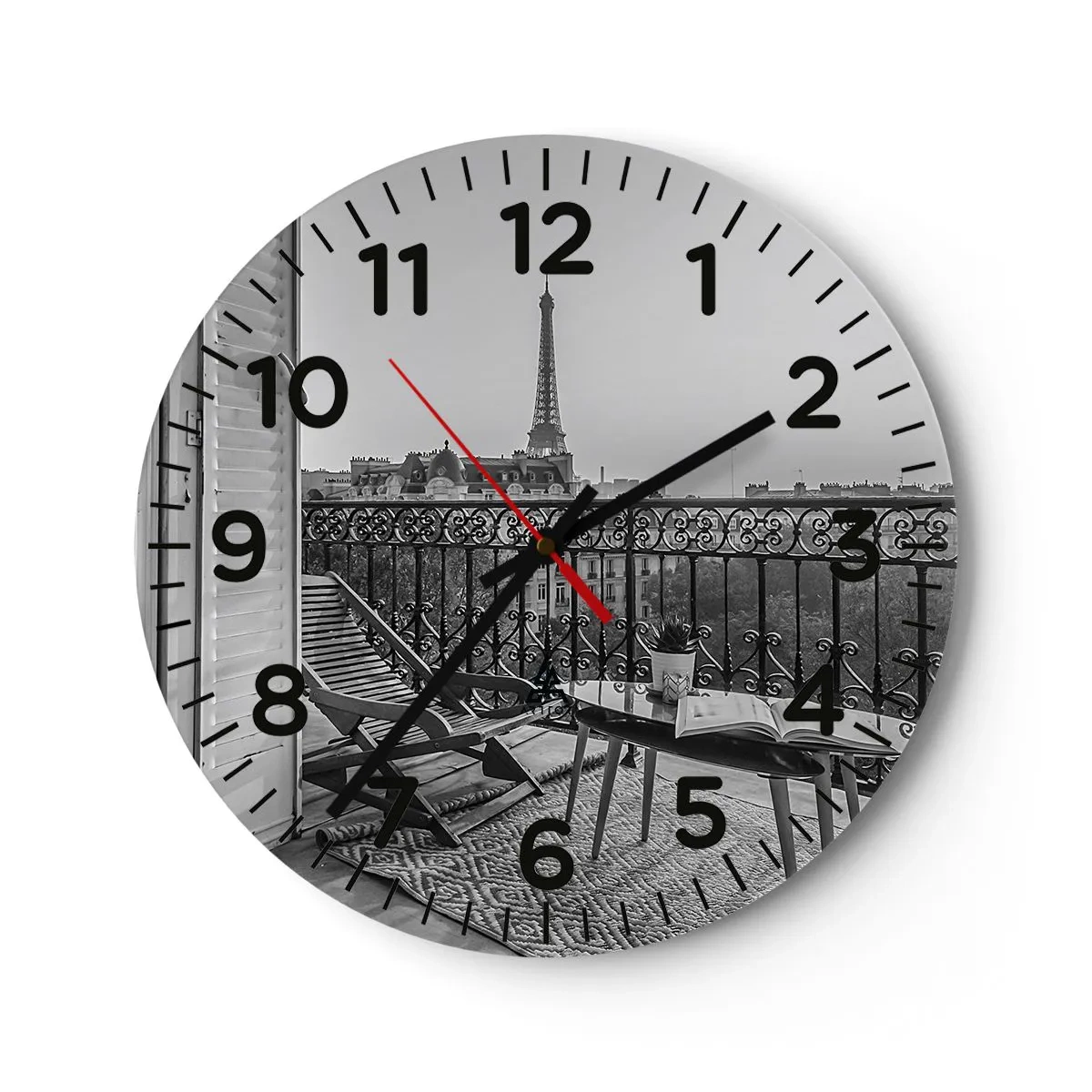 Reloj de pared - Reloj de vidrio - Una tarde parisina - 40x40 cm