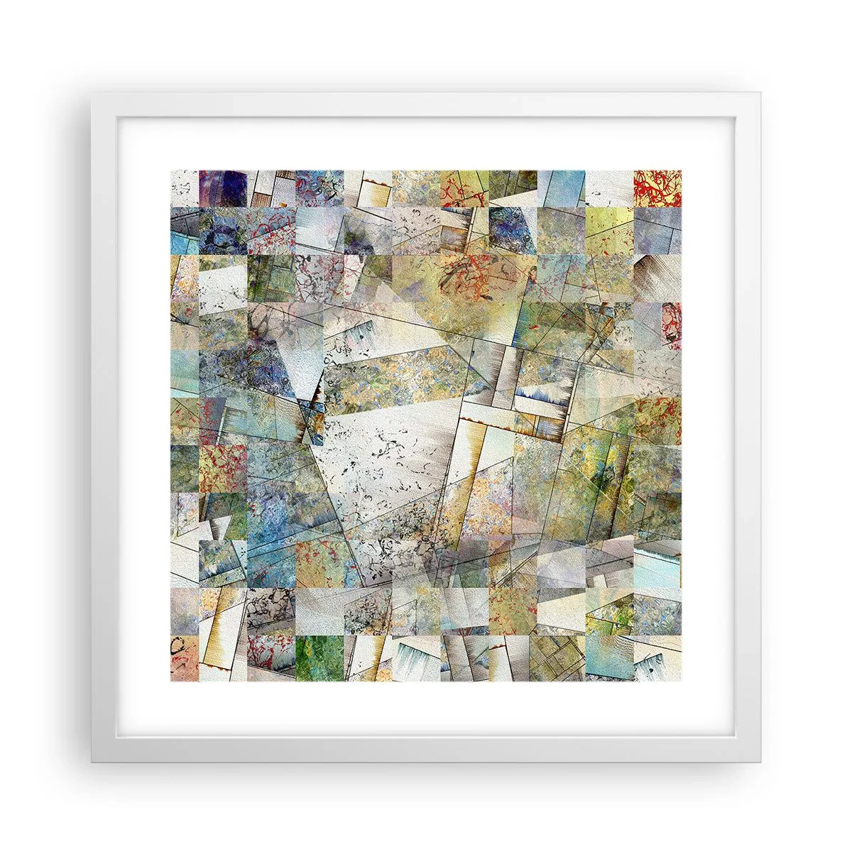 Póster en marco blanco - Remodelación geométrica - 40x40 cm