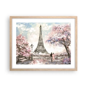 Póster en marco roble claro - Un paseo por París en abril - 50x40 cm