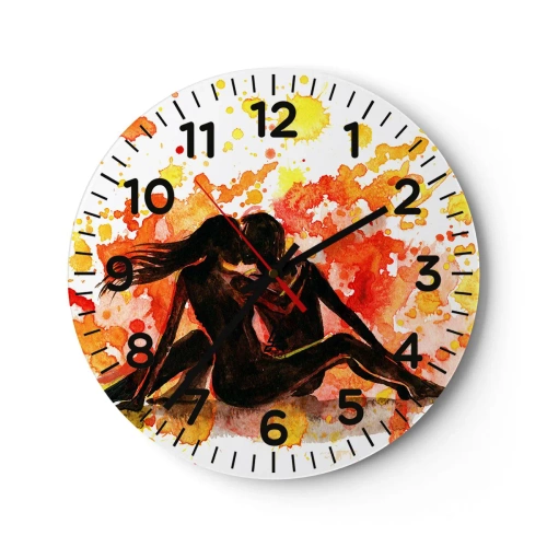 Reloj de pared - Reloj de vidrio - Momento romántico - 30x30 cm