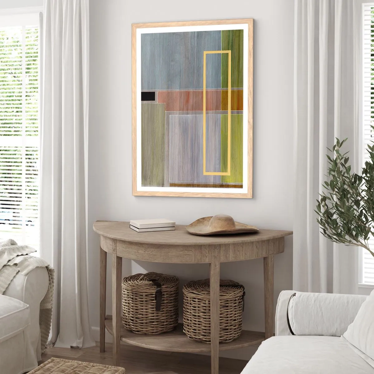 Póster en marco roble claro - Recto y tranquilo - 70x100 cm