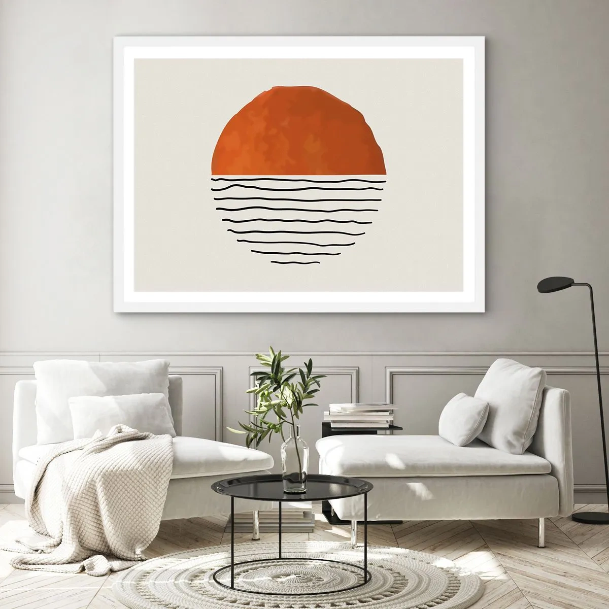 Póster en marco blanco - En un ambiente japonés - 100x70 cm