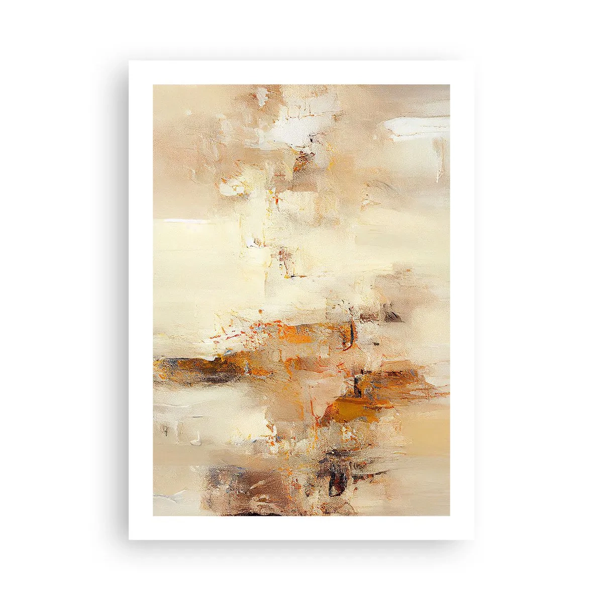 Póster - Una composición abstracta en tonos cálidos de beige y dorado. - 50x70cm - El alma del ámbar - Decoración de pared moderna para salón y dormitorio ARTTOR