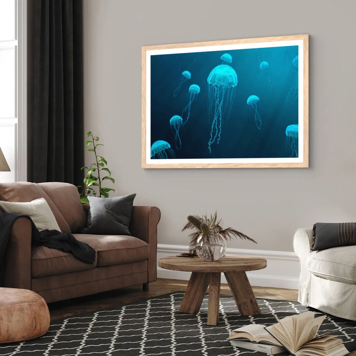 Póster en marco roble claro - Danza oceánica - 40x30 cm