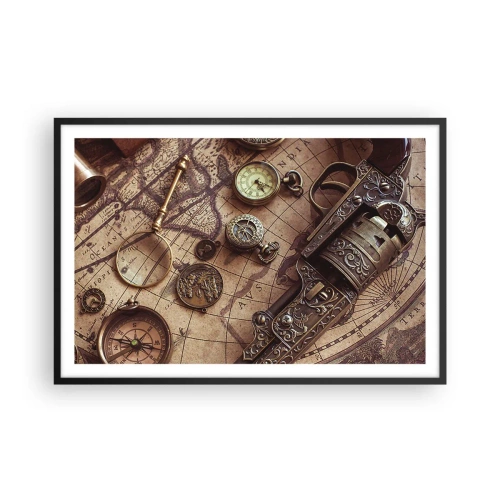 Póster en marco negro - La aventura llama - 91x61 cm