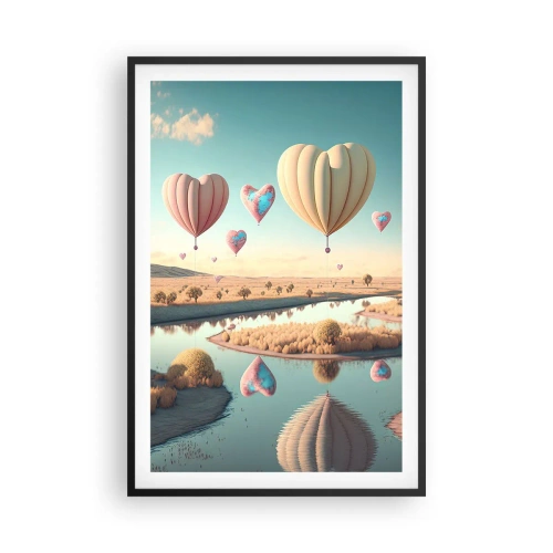 Póster en marco negro - El amor te hace volar - 61x91 cm