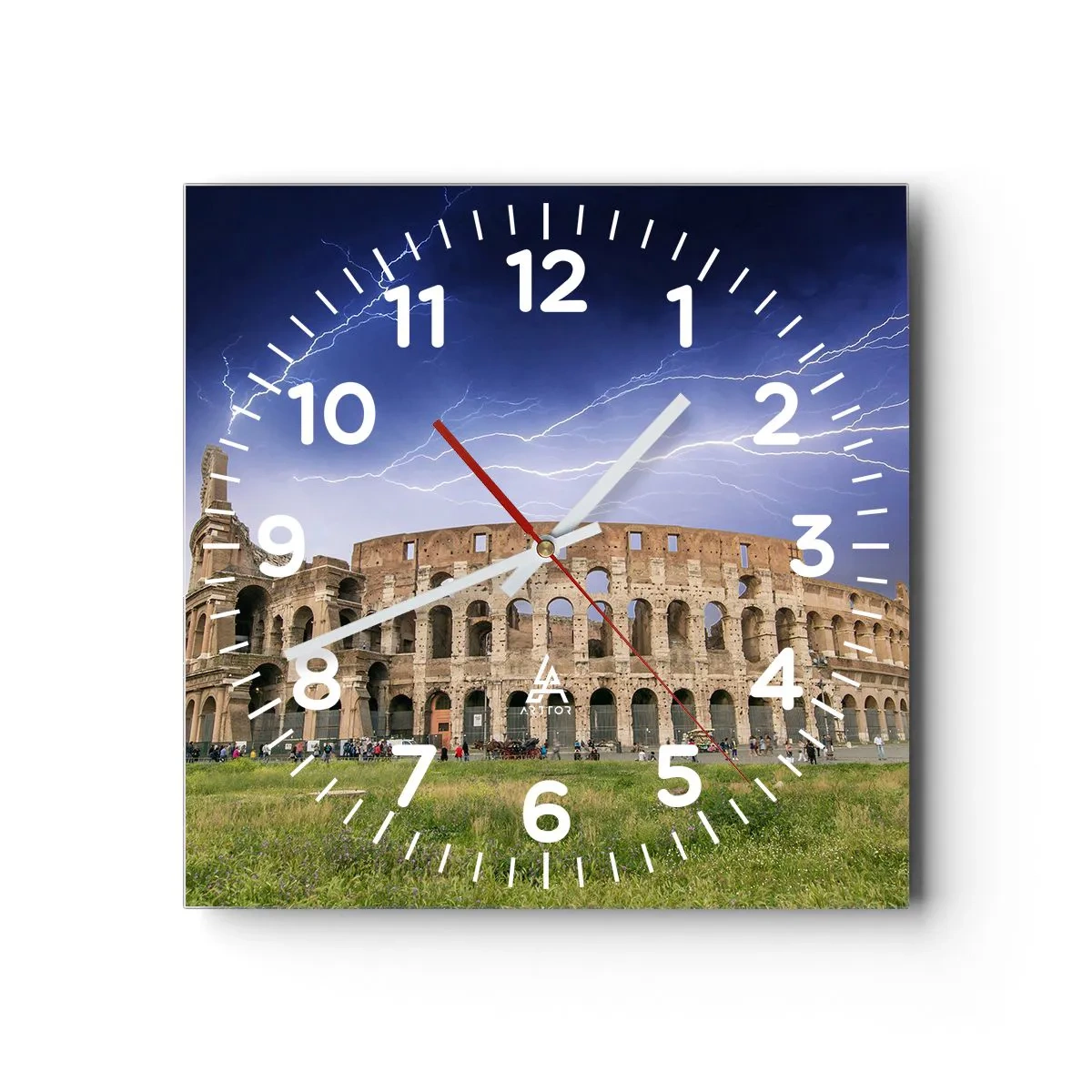 Reloj de pared - Reloj de vidrio - Arena de guerreros - 40x40 cm