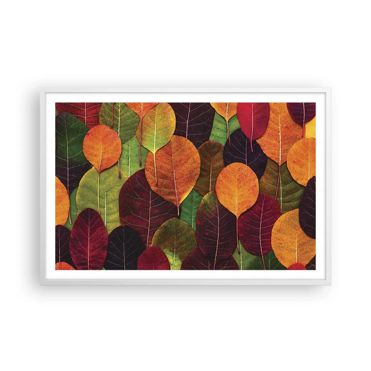 Póster en marco blanco - Mosaico de otoño - 91x61 cm