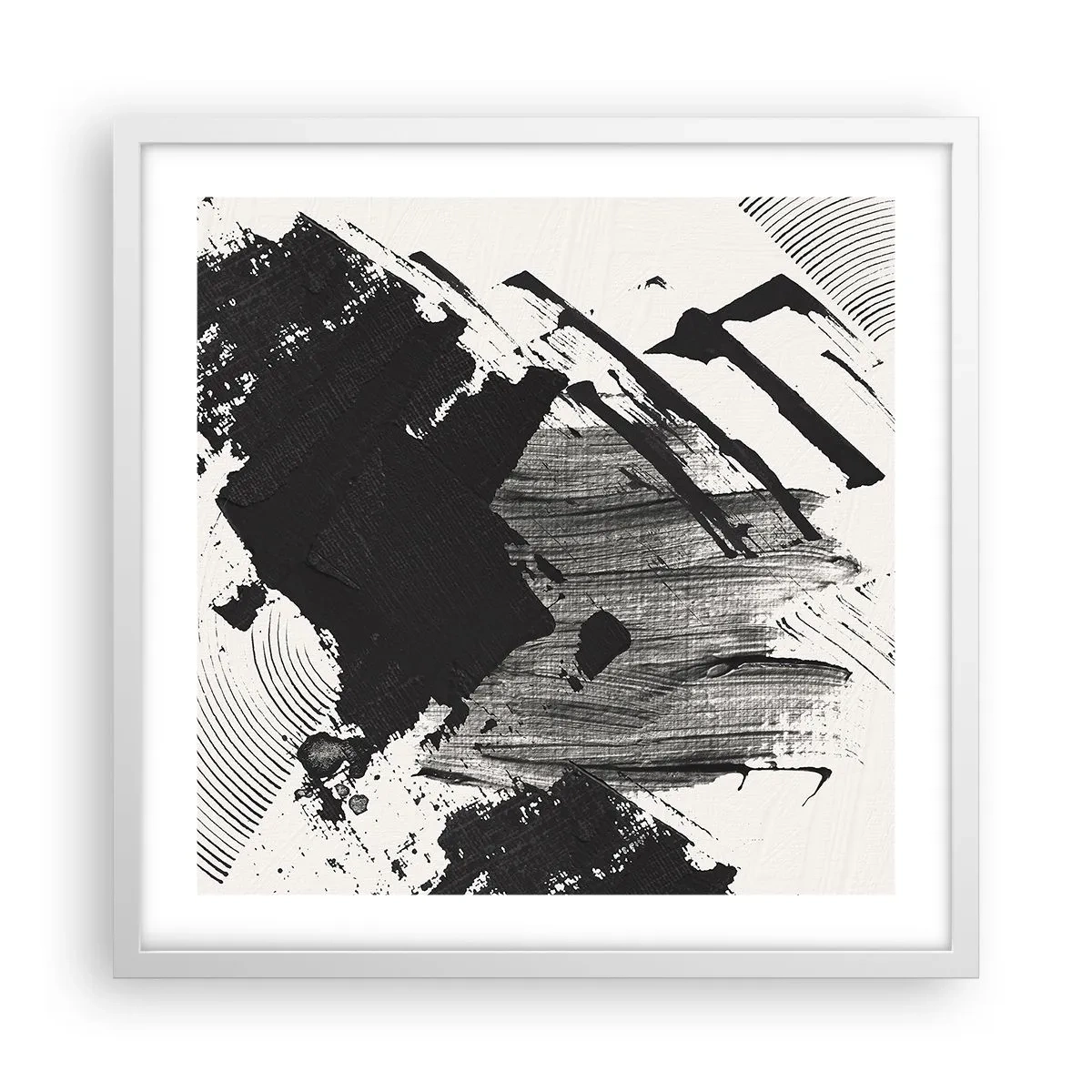 Póster en marco blanco - Abstracción: la expresión del negro - 50x50 cm