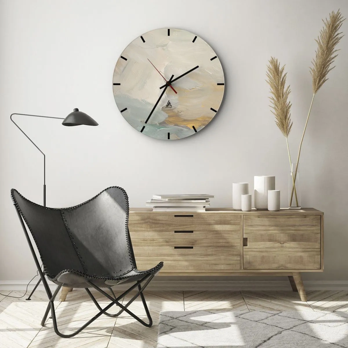 Reloj de pared - Reloj de vidrio - Abstracción - una tierra de dulzura - 40x40 cm