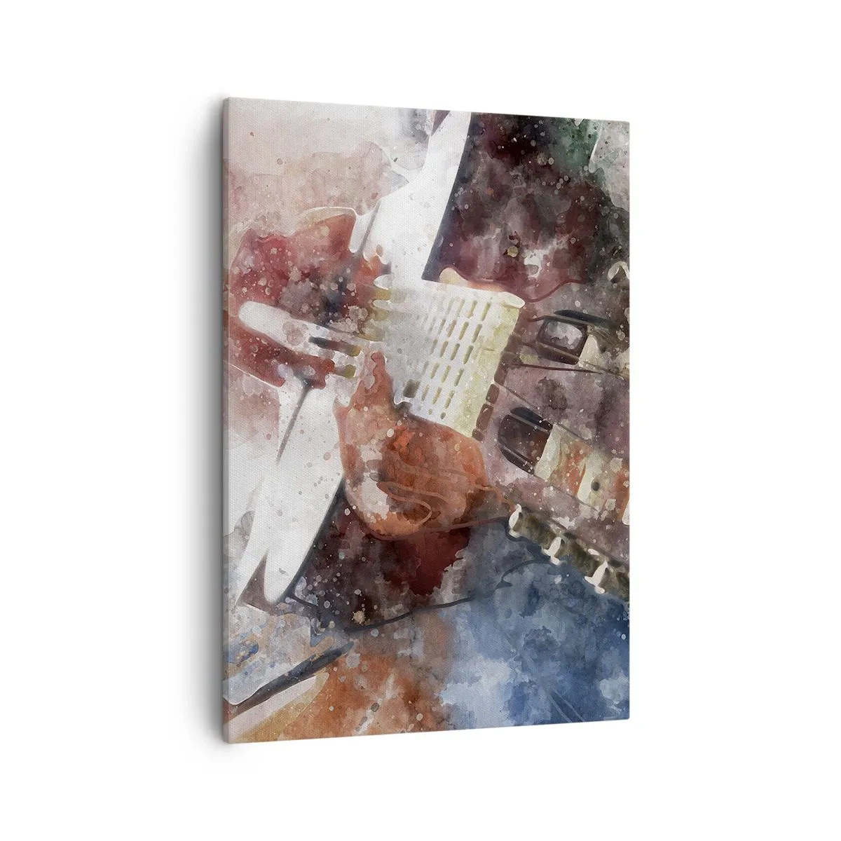 Cuadro sobre lienzo - Impresión de Imagen - Una interpretación artística de una guitarra en estilo acuarela. - 50x70cm - ¿Y qué opinas? - Decoración de pared moderna para salón y dormitorio ARTTOR