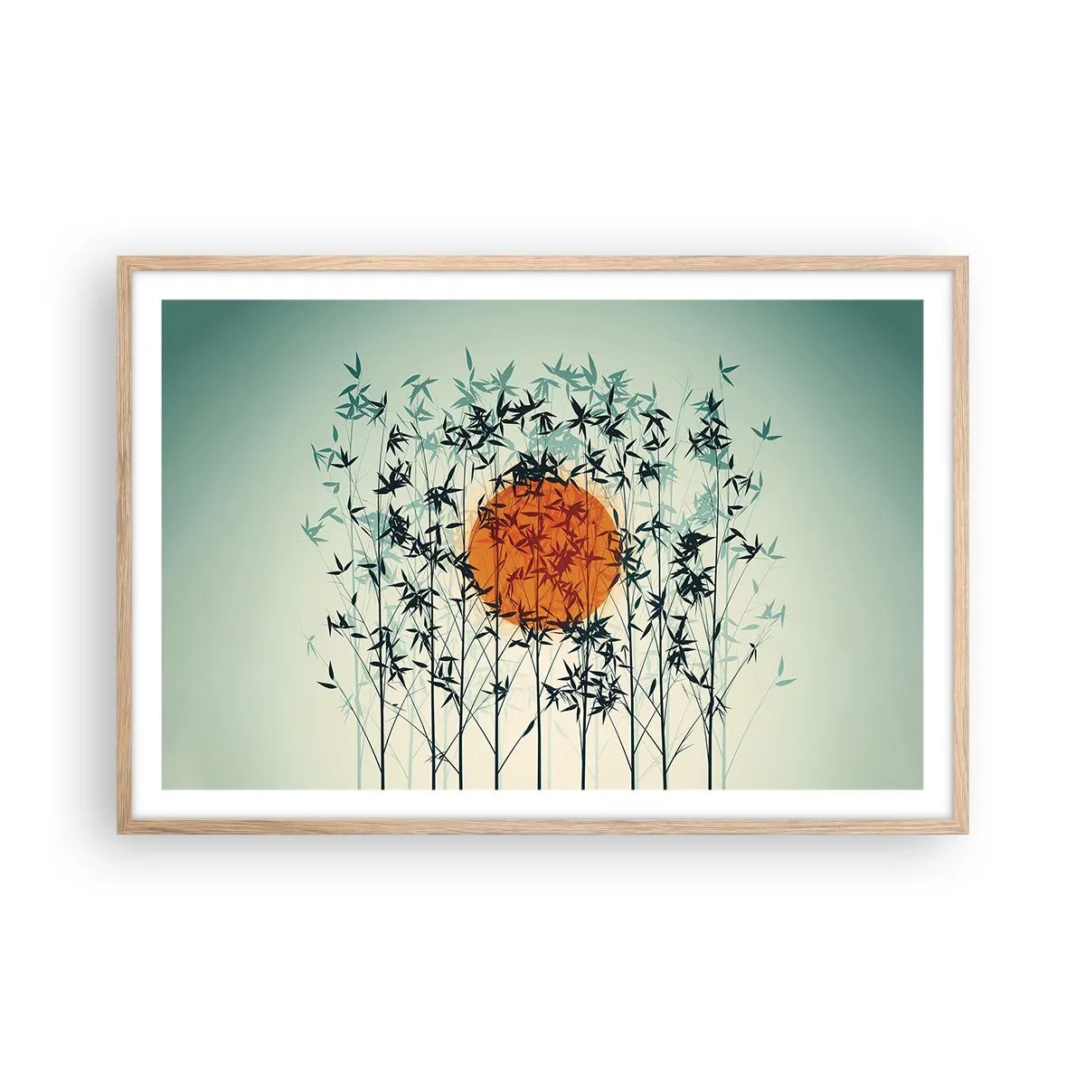 Póster en marco roble claro - El sol de Japón - 91x61 cm