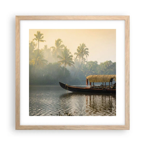 Póster en marco roble claro - Casa en el río - 40x40 cm