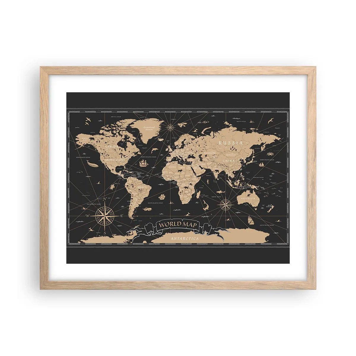 Póster en marco roble claro - Las fronteras de mi mundo - 50x40 cm
