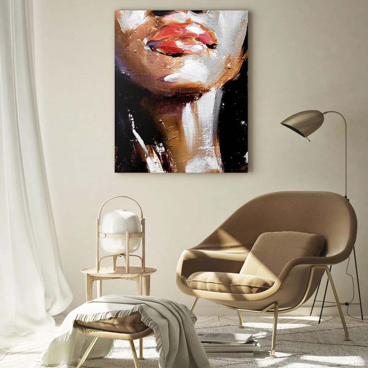 Cuadro sobre vidrio - Impresiones sobre Vidrio - Retrato de una mujer en un estilo pictórico expresivo sobre un fondo oscuro. - 80x120cm - Orgullo sin prejuicios - Decoración de pared moderna para salón y dormitorio ARTTOR