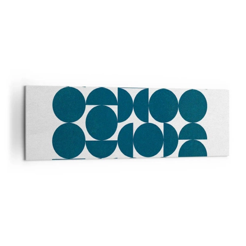 Cuadro sobre lienzo - Impresión de Imagen - Formas geométricas en tonos azul marino sobre fondo blanco. - 160x50cm - Círculos y semicírculos - Decoración de pared moderna para salón y dormitorio ARTTOR
