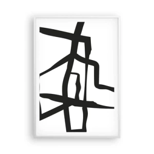 Póster en marco blanco - Construcción en blanco y negro - 70x100 cm