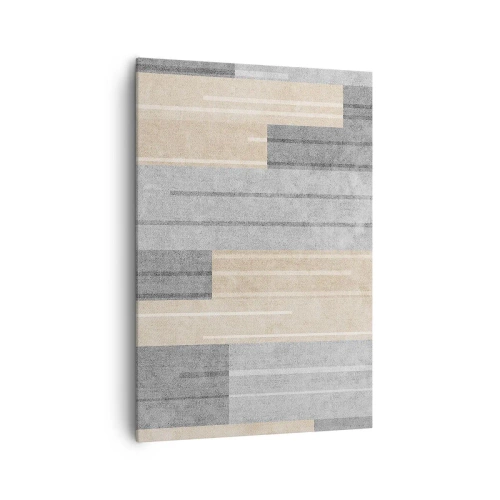 Cuadro sobre lienzo - Impresión de Imagen - Composición geométrica en tonos grises y beige. - 70x100cm - Composición: sostener la vertical - Decoración de pared moderna para salón y dormitorio ARTTOR