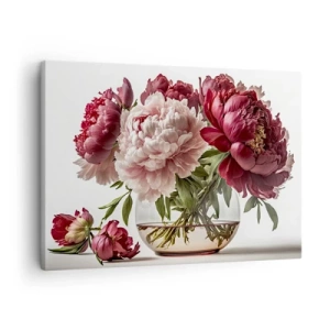 Cuadro sobre lienzo - Impresión de Imagen - Un ramo de peonías en tonos rosa y rojo. - 70x50cm - En plena floración de la belleza - Decoración de pared moderna para salón y dormitorio ARTTOR