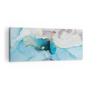 Cuadro sobre lienzo - Impresión de Imagen - Un estudio del encuentro entre el gris y el turquesa - 100x40 cm