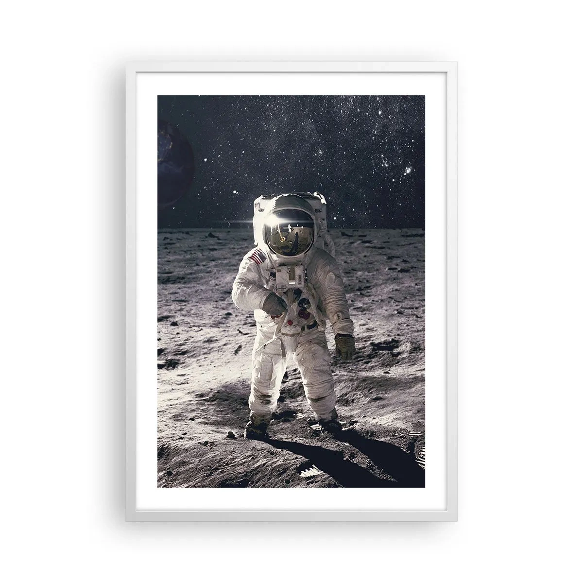 Póster en marco blanco - Saludos desde la Luna - 50x70 cm