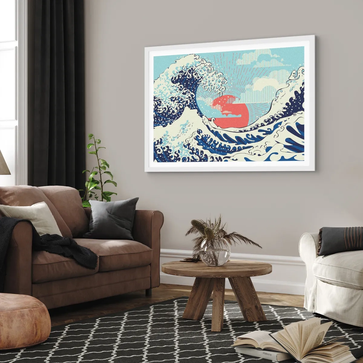 Póster en marco blanco - De inspiración japonesa - 70x50 cm