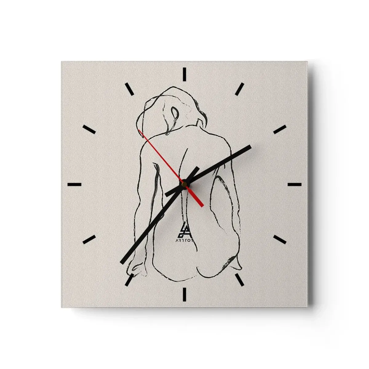 Reloj de pared - Reloj de vidrio - Esbozos de una espalada - 40x40 cm