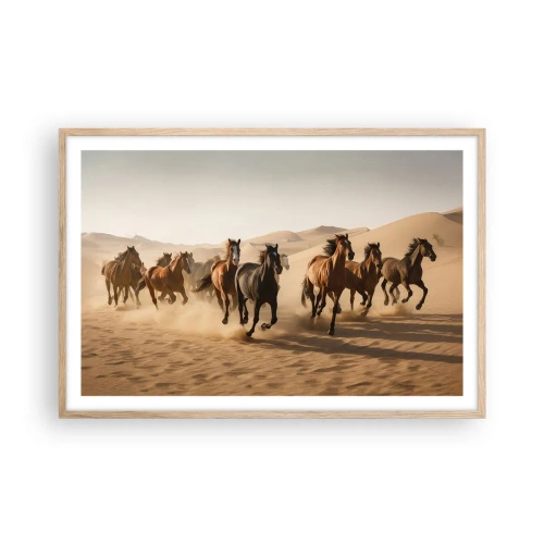 Póster en marco roble claro - Libre como el viento - 91x61 cm