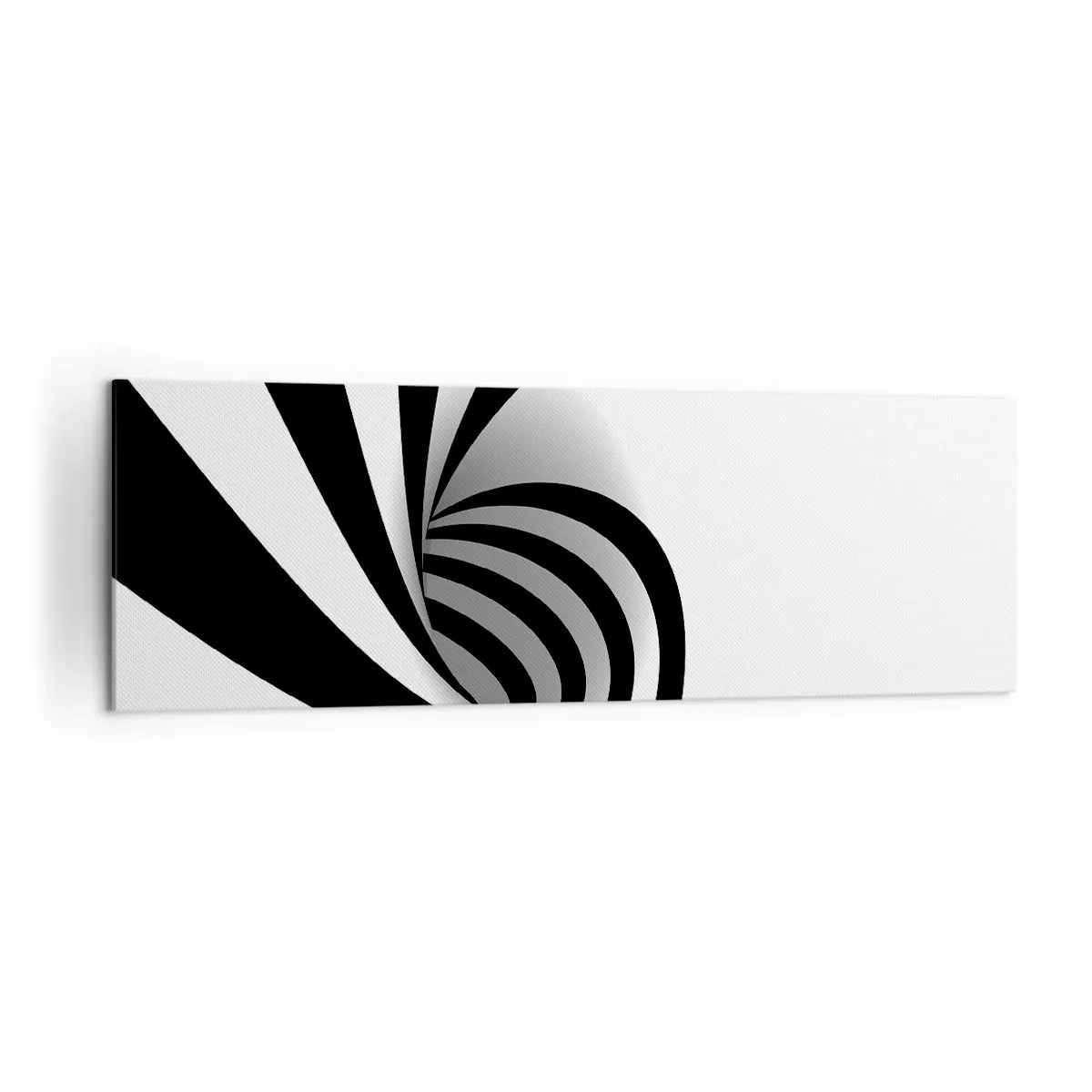 Cuadro sobre lienzo - Impresión de Imagen - Vórtice óptico abstracto en blanco y negro - 160x50cm - Y sin embargo, gira - Decoración de pared moderna para salón y dormitorio ARTTOR
