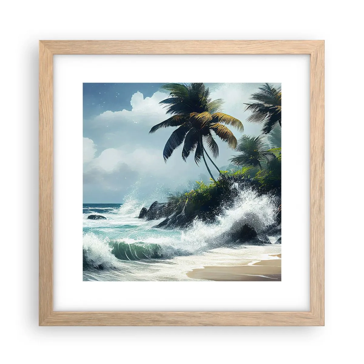 Póster en marco roble claro - En una costa tropical - 30x30 cm