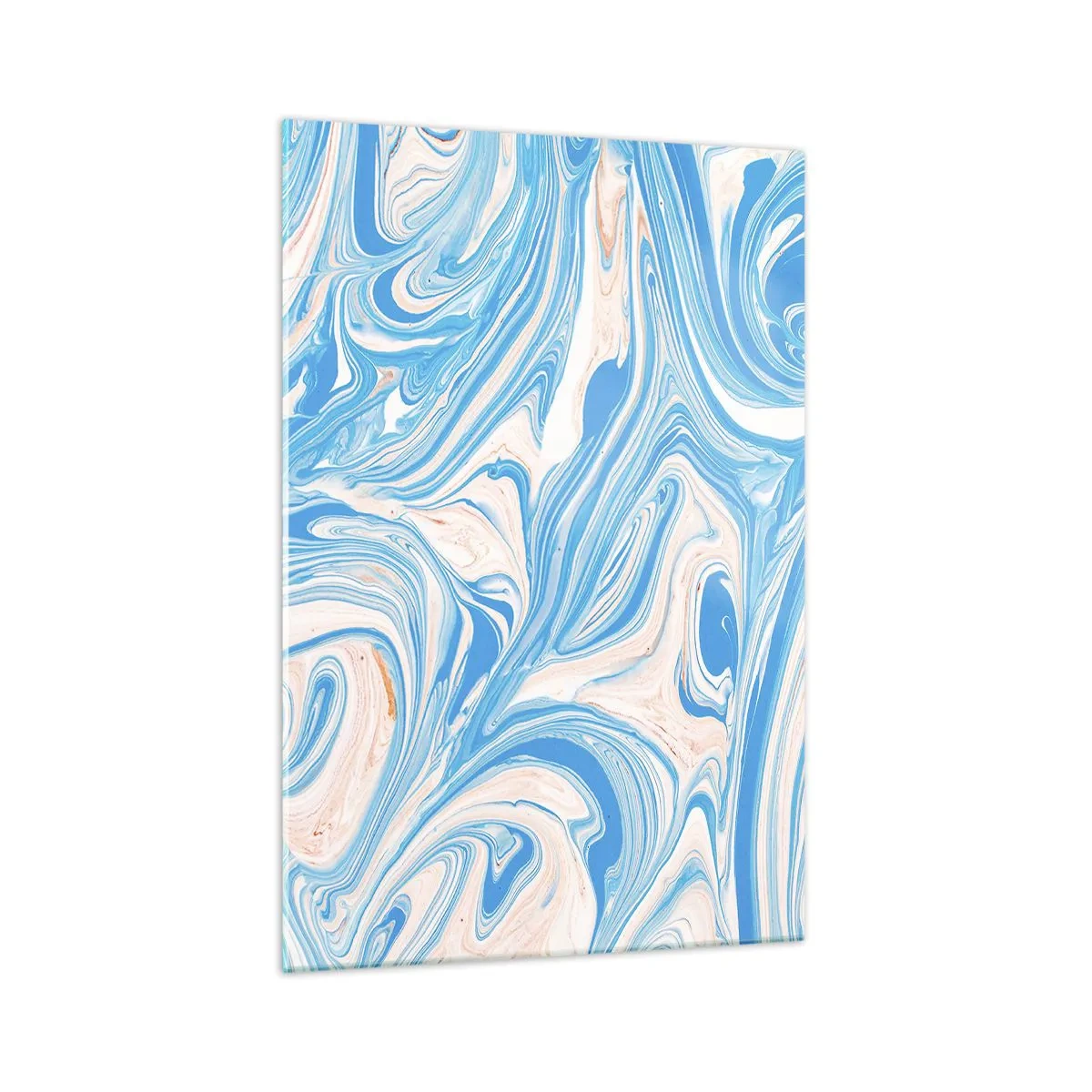 Cuadro sobre vidrio - Impresiones sobre Vidrio - Remolinos abstractos de estilo mármol azul y blanco - 70x100cm - Llanura de inundación turquesa - Decoración de pared moderna para salón y dormitorio ARTTOR