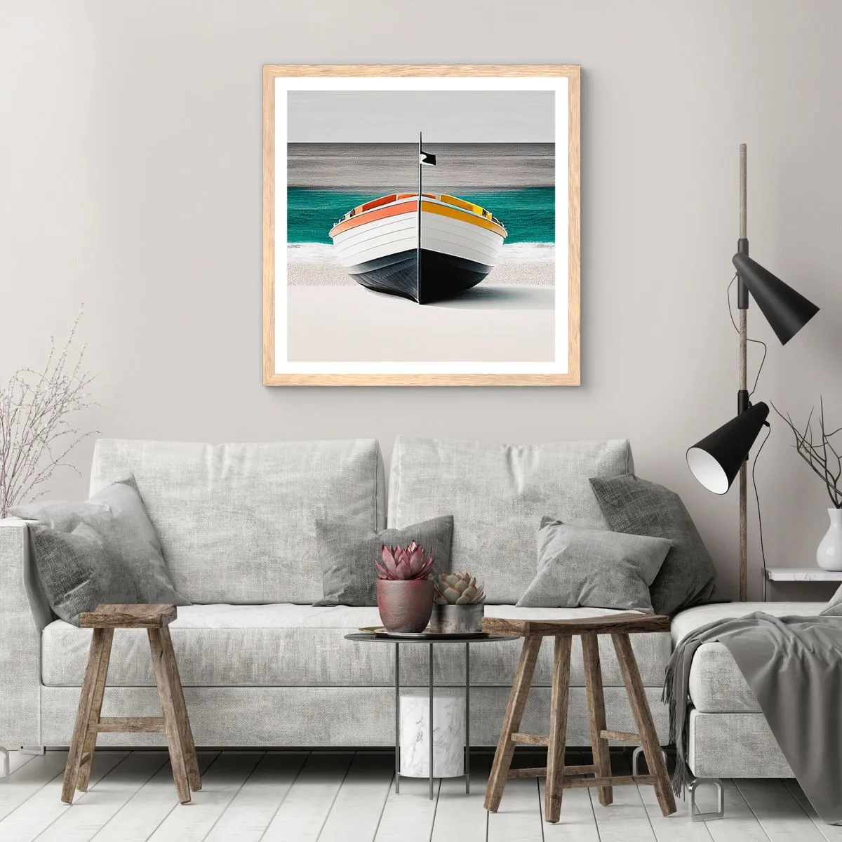 Póster en marco roble claro - En su lugar exacto - 40x40 cm