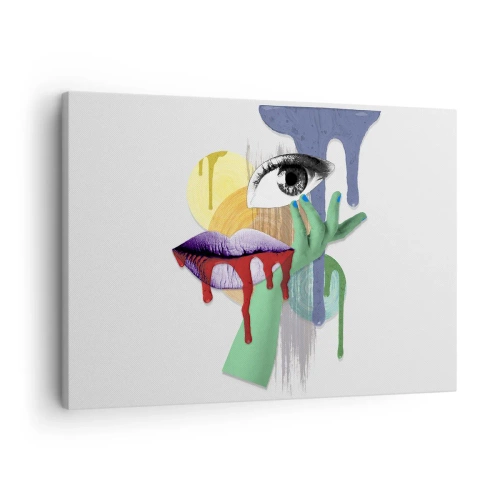 Cuadro sobre lienzo - Impresión de Imagen - Retrato deconstruido con elementos abstractos - 70x50cm - Un retrato deconstruido - Decoración de pared moderna para salón y dormitorio ARTTOR