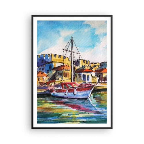 Póster en marco negro - Tarde de arco iris - 70x100 cm