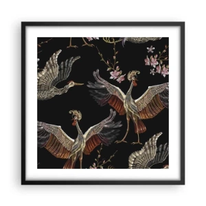 Póster en marco negro - Aves de cuento de hadas - 50x50 cm