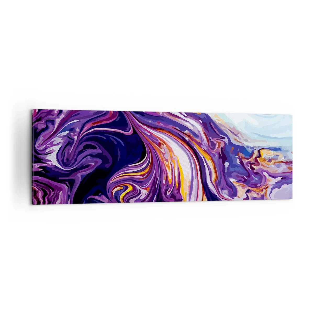 Cuadro sobre lienzo - Impresión de Imagen - Un patrón abstracto dinámico en tonos morado y amarillo. - 160x50cm - Una curva en el violeta - Decoración de pared moderna para salón y dormitorio ARTTOR