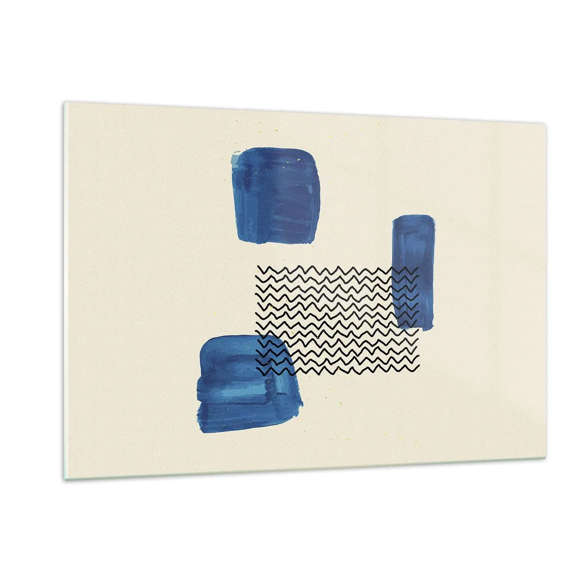 Cuadro sobre vidrio - Impresiones sobre Vidrio - Abstracción moderna con acentos azules. - 120x80cm - Un cuarteto abstracto - Decoración de pared moderna para salón y dormitorio ARTTOR