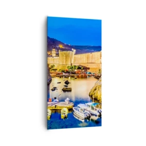 Cuadro sobre lienzo - Impresión de Imagen - Noche iluminada sobre el mar Adriático - 65x120 cm