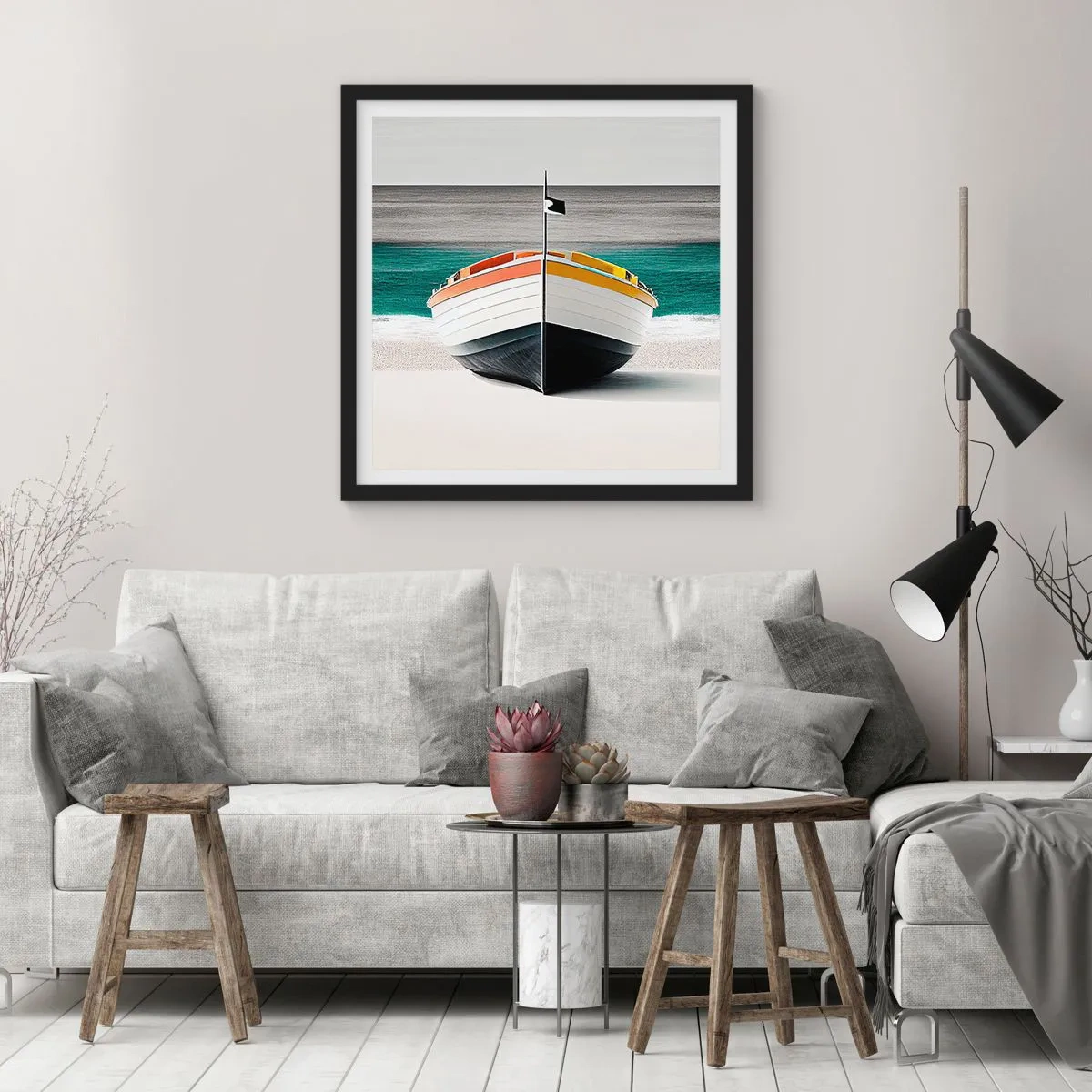 Póster en marco negro - En su lugar exacto - 40x40 cm