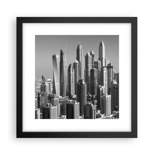 Póster en marco negro - Ciudad sobre el desierto - 30x30 cm