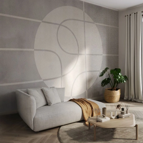 Fotomural Premium Sand - Circular y rectilíneo - Brillante, minimalista, Rueda - 450x315 cm
