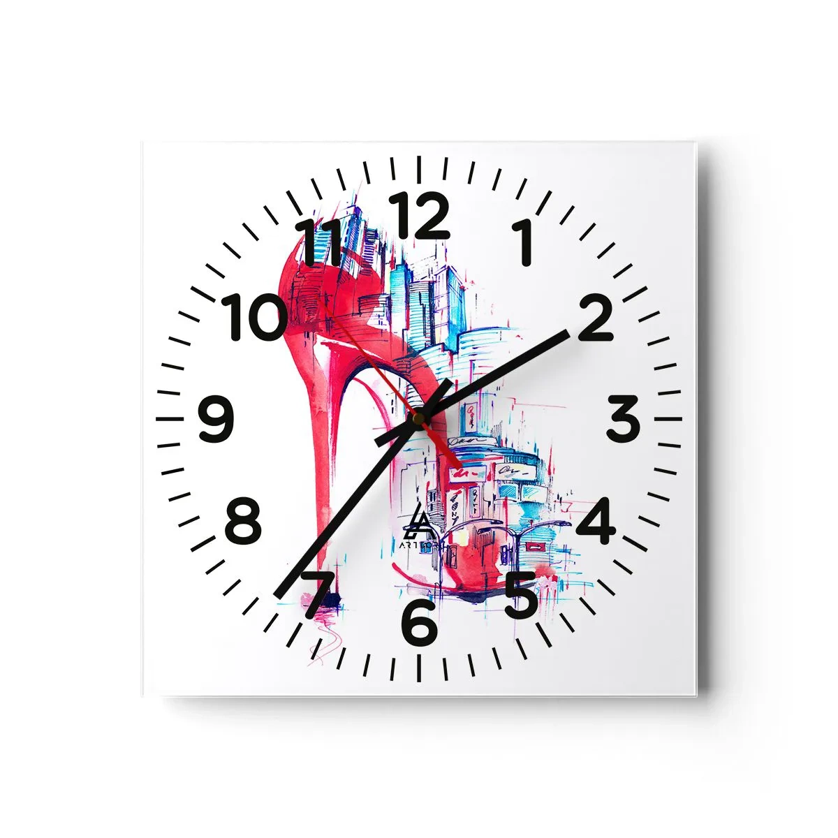 Reloj de pared - Reloj de vidrio - Elegancia metropolitana - 30x30 cm