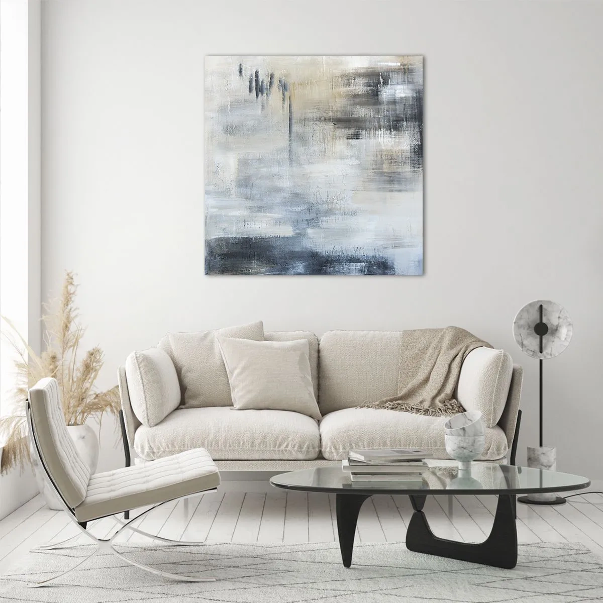 Cuadro sobre vidrio - Impresiones sobre Vidrio - Detrás de un velo azul - 60x60 cm