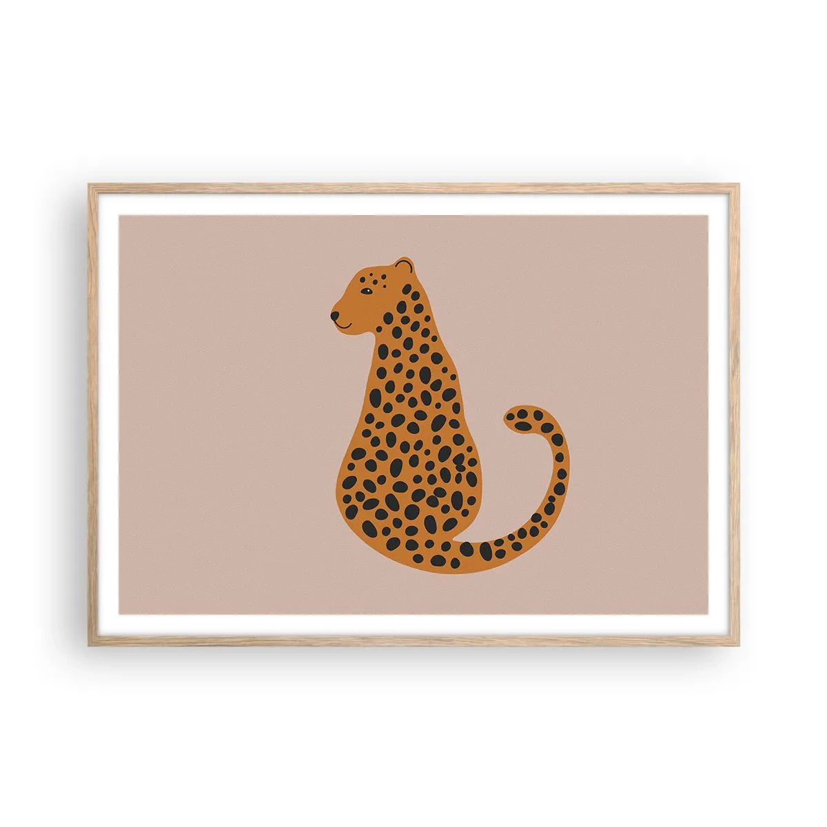 Póster en marco roble claro - El estampado de leopardo está de moda - 100x70 cm