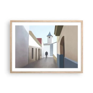 Póster en marco roble claro - Paseo soleado - 70x50 cm