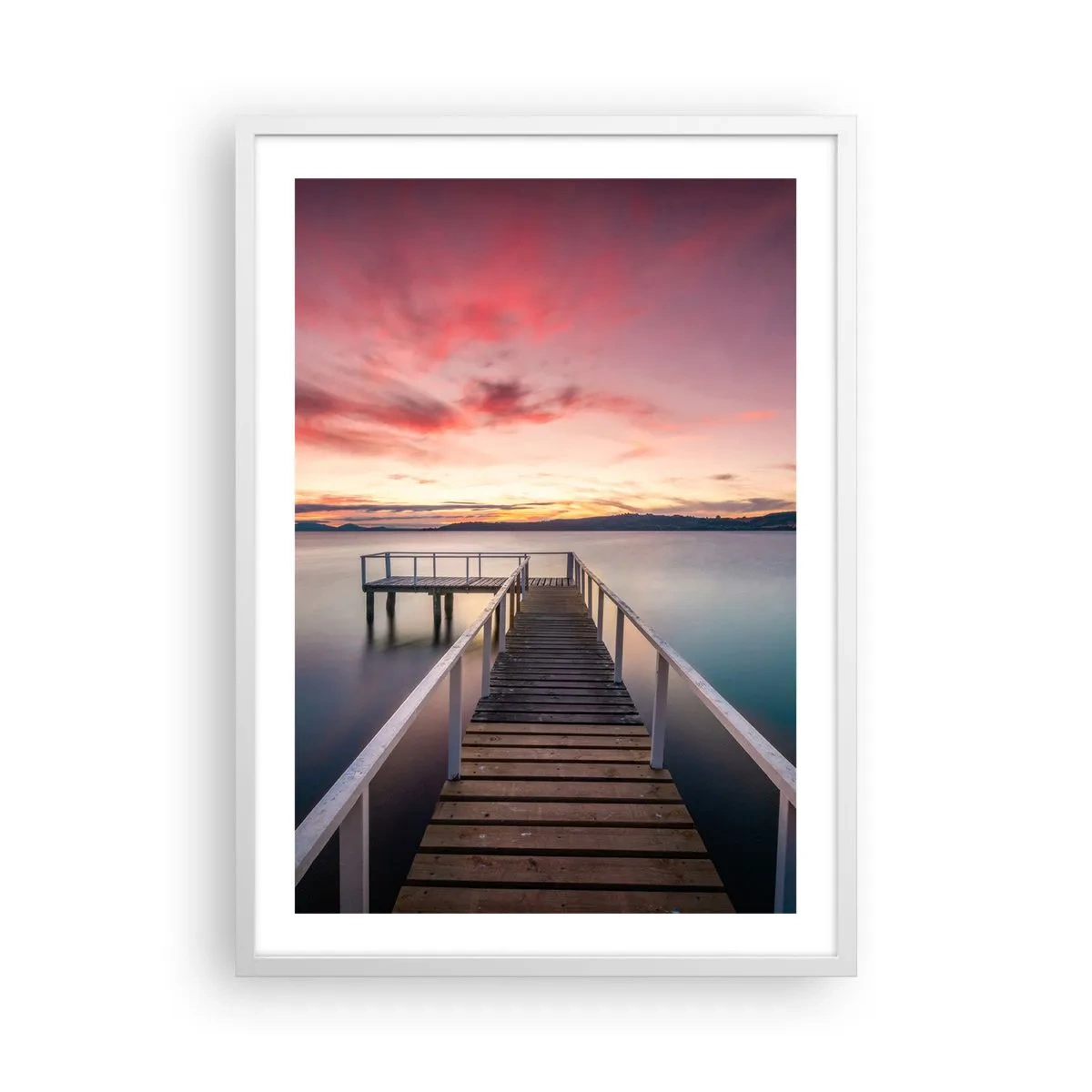 Póster en marco blanco - La suave llama del atardecer - 50x70 cm